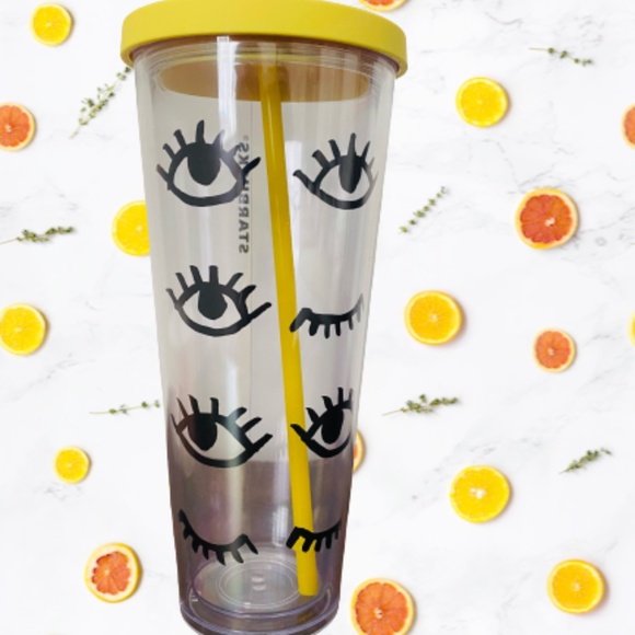 Starbucks 2017 Yellow Crystal Winking Eye Print - Picture 1 of 2